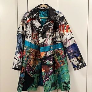 Desigual Women's Lightweight Multicolor Graphic Long Coat